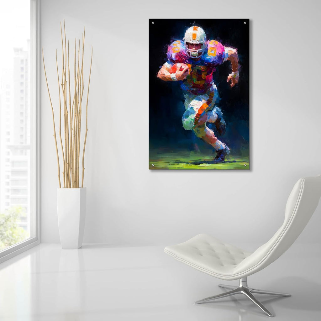 Epic Art 'American Football Legend 2' by Ann Klee Acrylic Glass Wall Art, 24' x 36'