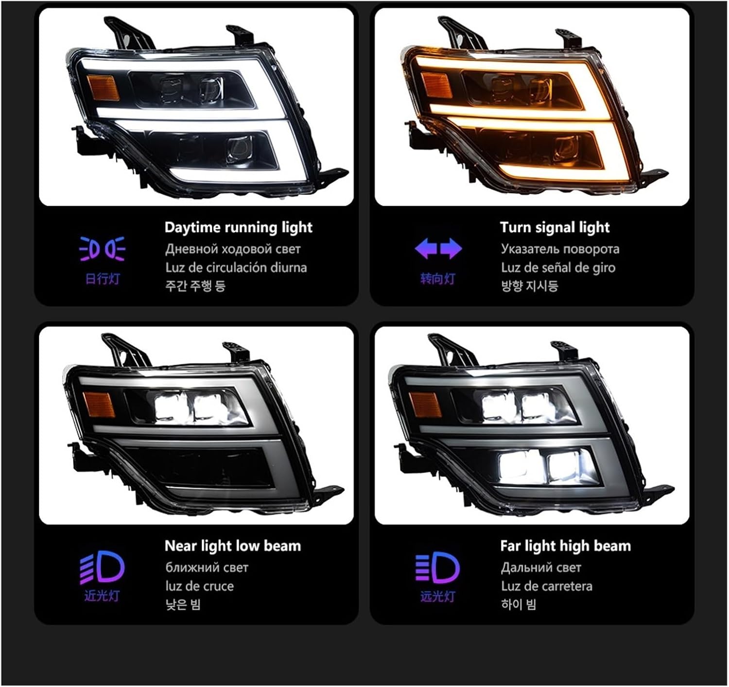 Car Lights Compatible With Pajero V93 V97 Montero 2009-2021 LED Auto Headlight Assembly Upgrade Projector 4 Lens LHD RHD Tool Accessories