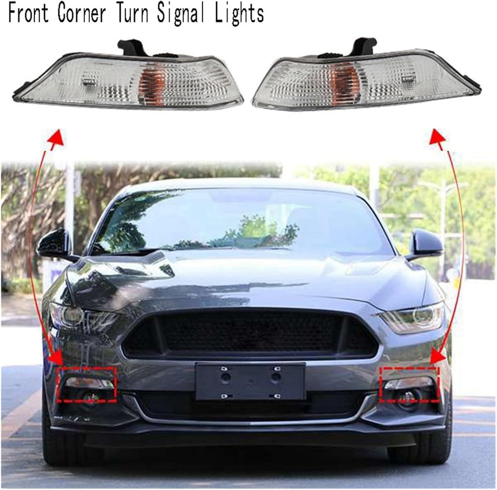 Car Front Bumper Corner Turn Signal Lights Compatible With Mustang 2015-2017 Headlights Indicator Lamp With Bulbs