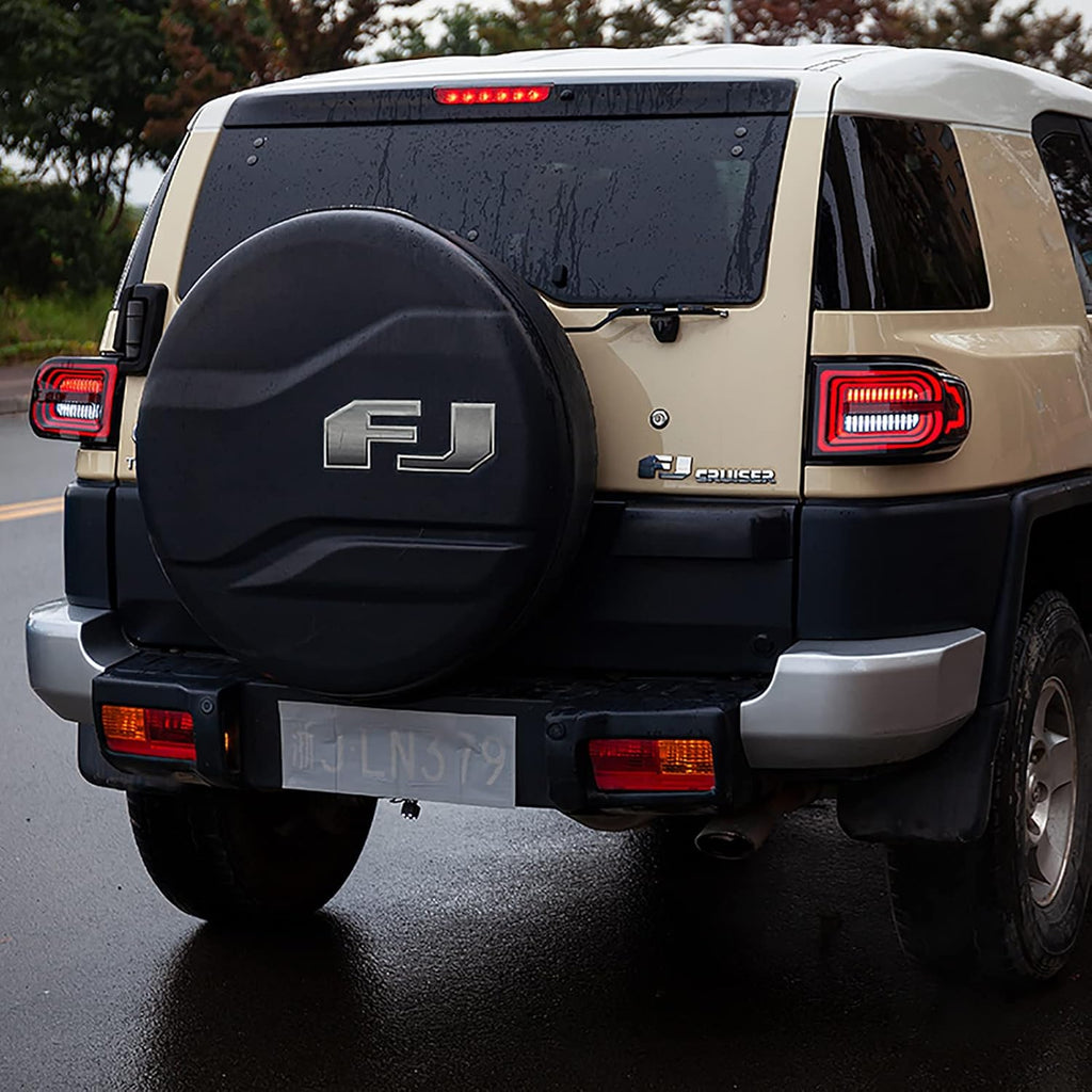 Tail Lights for Toyota FJ Cruiser 2007-2017 LED DRL Car Taillights Assembly Signal Auto Accessories Modified Lamp Start-up Animation Sequential Indicator Rear Lamp Assembly (Black)