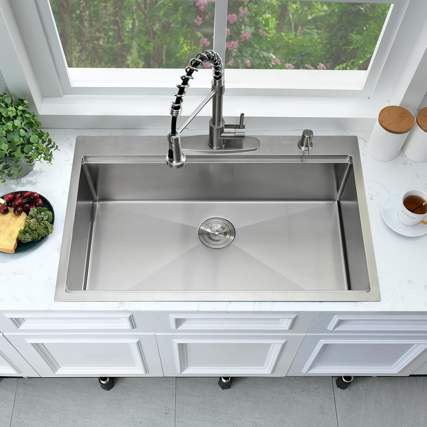 33x22 Drop In Kitchen Sink Workstation-Bokaiya 33 Inch Stainless Steel Drop In Sink Topmount 16 Gauge 10 Inch Deep Above Counter Single Bowl Kitchen Sink with Cutting Board