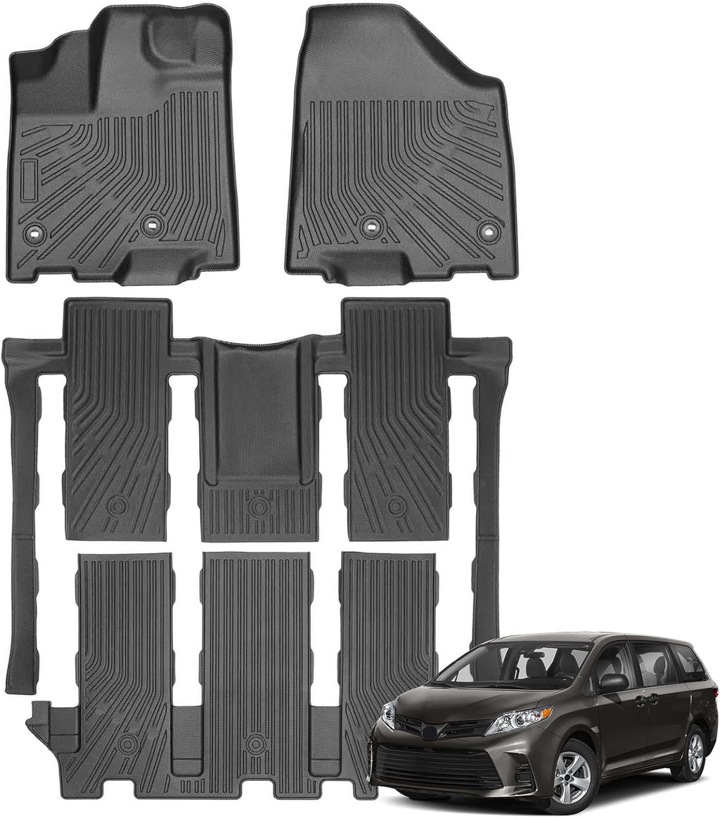 Floor Mats for 2013-2020 Toyota Sienna(Include Limited & Premium), 3 Row Liner Set Custom Fit All Weather Mats for Sienna, Waterproof Anti-Slip Floor Mats for Toyota 7 Passenger Front & 2nd 3rd Row