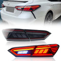 LED Taillights Assembly for 8th Gen Toyota Camry LE SE TRD XSE XLE 2018-2022, Smoked Lens Camry Rear Lamps with Animation DRL Sequential Indicator, Red Lamp Panel