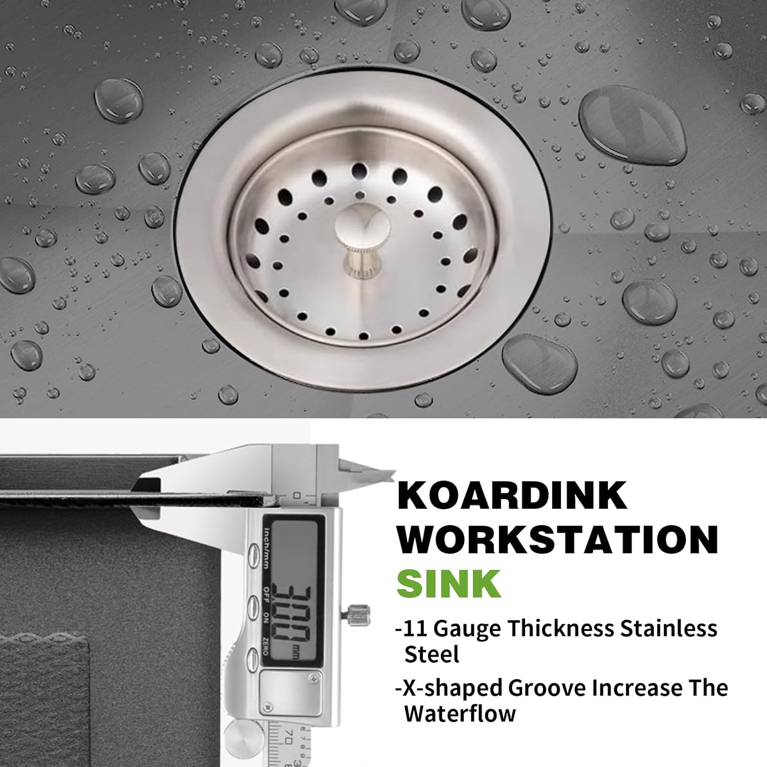 Black Kitchen Sink Workstation, 33x19 In Stainless Steel Drop In Kitchen Sink Modern Large Single Bowl Sink Gift Combo-SS Grid,Drying Rack,SS Colander,Cutting Board,Drain Assembly For Various Kitchen