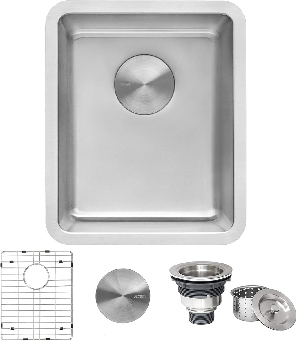 Ruvati 15-inch Undermount Bar Prep Kitchen Sink - 16 Gauge Stainless Steel Kitchen Sink Single Bowl with Brushed Finish hides scratches, Easy-to-Clean Undermount Sink - RVM5815
