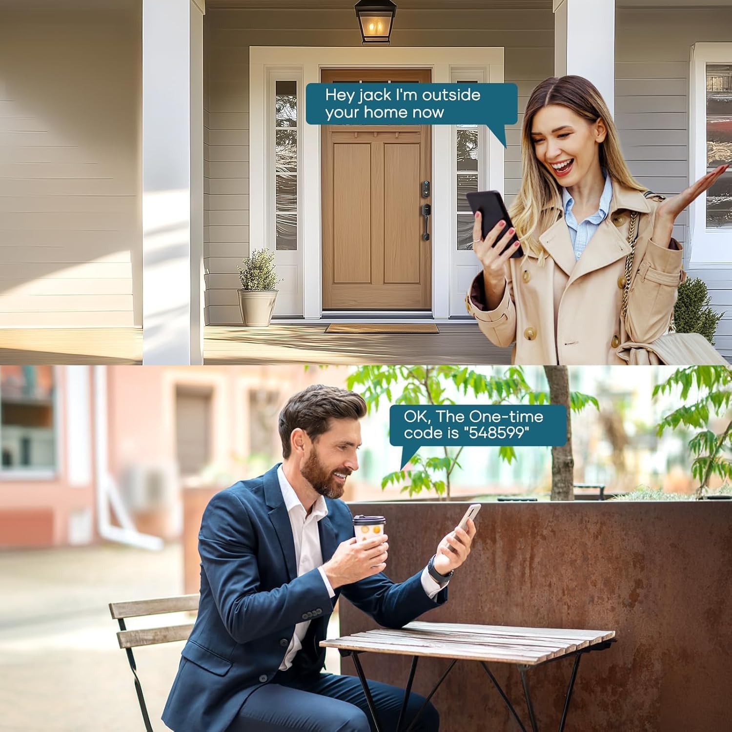 Smart Lock Front Door Set - SMONET Keyless Entry Door Lock with Handle Smart Front Door Lock Set Fingerprint Smart Deadbolt Bluetooth Electronic Digital Keypad Lock Auto Compatible with Alexa