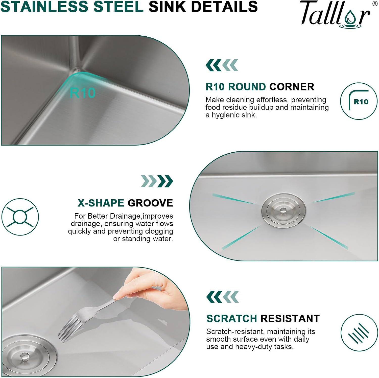 30 Drop In Kitchen Sink Workstation - 30x22 Kitchen Sinks Drop In Stainless Steel 16 Gauge Single Bowl Topmount Handmade Over Counter Sink Basin #TLT-0046