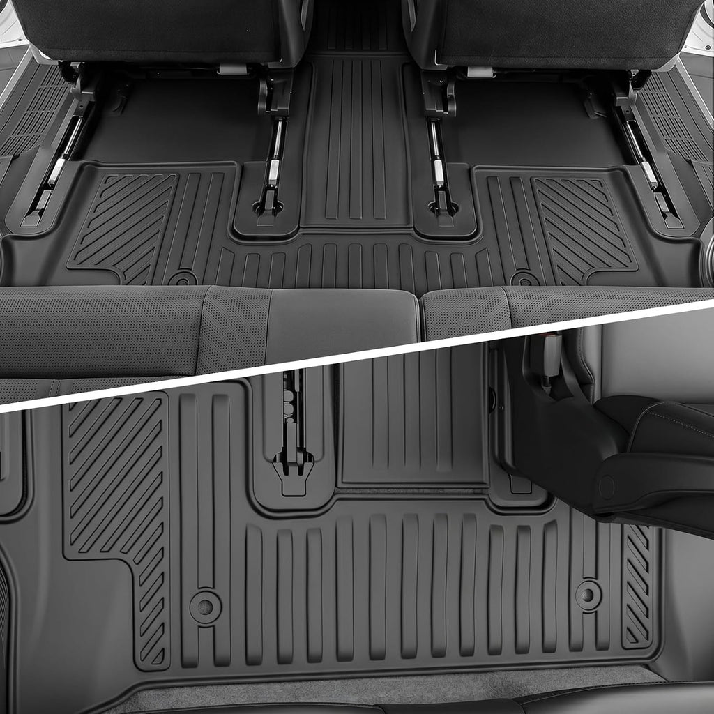 Auxko All Weather Floor Mats Cargo Mat with Backrest Mat for Kia Telluride 7&8 Seats 2020-2025 TPE Liners Accessories Guard Odorless Anti-Slip Floor Liners & Trunk Liner with Back Seat Protectors