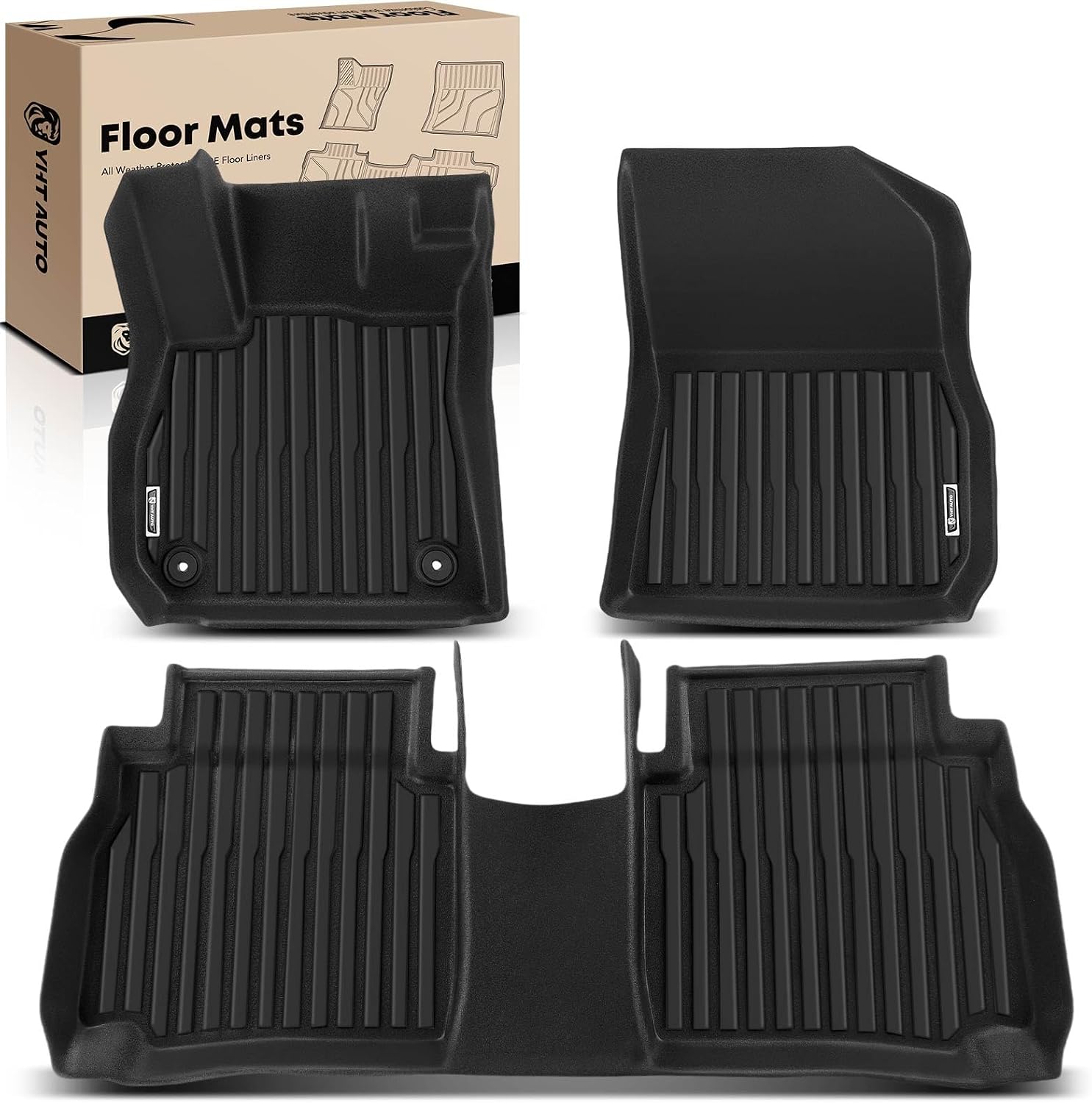 YHTAUTO Floor Mats Fit 2017-2019 Buick Lacrosse, TPE All Weather Car Mats Waterproof Anti-Slip Odorless Floor Liner, Interior Accessories, 1st & 2nd Row, Set of 3