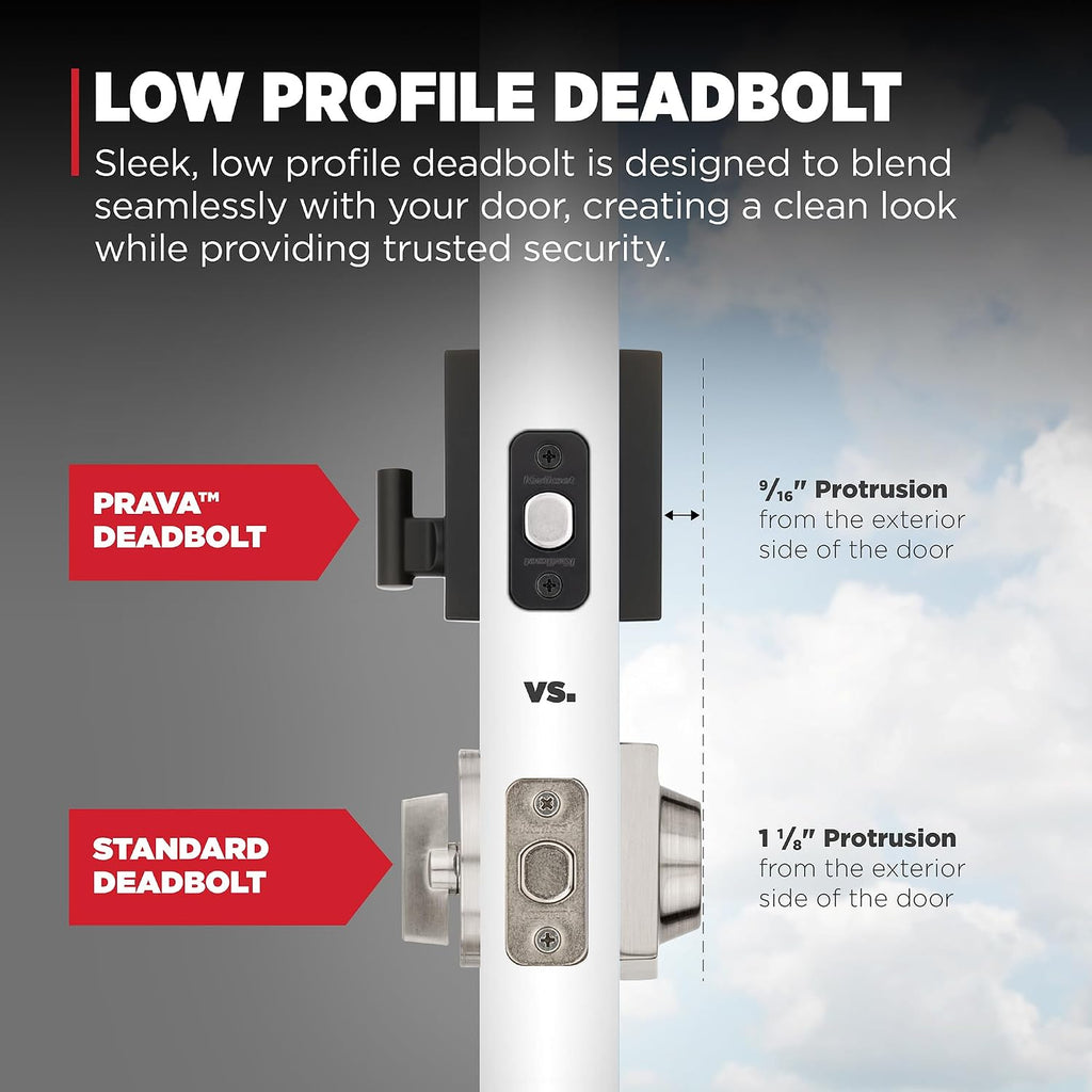Kwikset Prava Front Door Lock Handle and Deadbolt Set, Entry Handleset Exterior with Interior Reversible Lever, Matte Black, Pick Resistant SmartKey Rekey Deadbolt Security, with Microban Protection