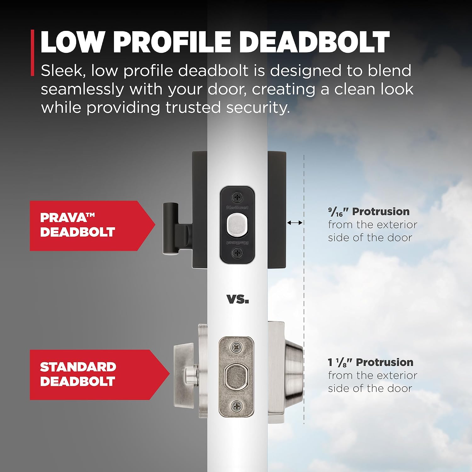 Kwikset Prava Front Door Lock Handle and Deadbolt Set, Entry Handleset Exterior with Interior Reversible Lever, Matte Black, Pick Resistant SmartKey Rekey Deadbolt Security, with Microban Protection