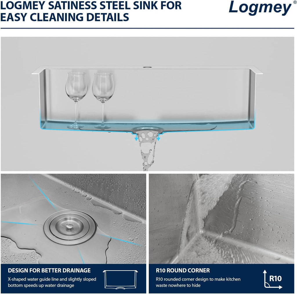 32 Inch Drop In Kitchen Sink Logmey 32x18x9 Inch Topmount Sinks 16-Gauge Stainless Steel Single Bowl Kitchen Sink