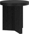 Henn&Hart 22' Fluted Scandinavian Round End Table, Ribbed Side Table, Nightstand for Living Room, Office, Family Room, or Bedroom, Natural Black