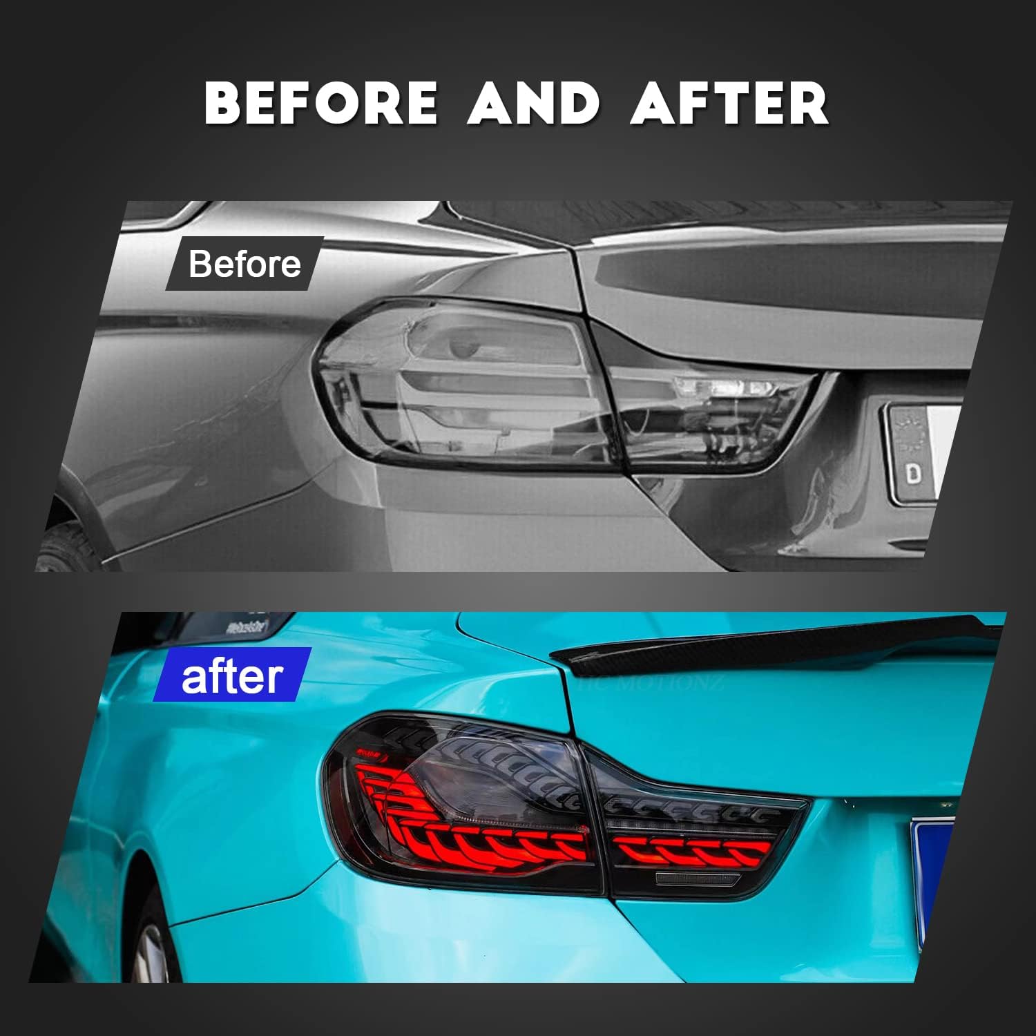 HCmotion Tail Lights For BMW 4 Series M4 F32 F33 F82 F36 F82 F83 Sedan/Convertible/Coupe 2014-2020, Rear Lamps With Start-up Animation & Sequential Indicator (Clear)
