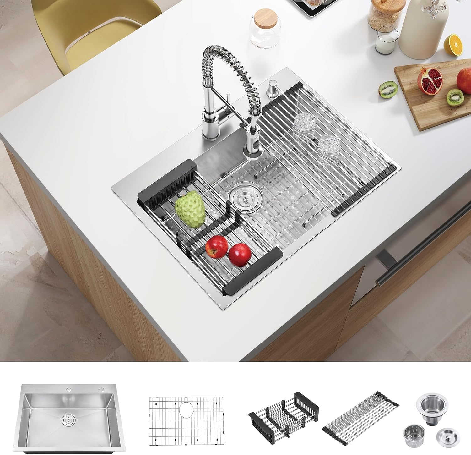 ATTOP 30 Inch Drop in Large Single Bowl Kitchen Sink, Nano Coating Stainless Steel Handmade Single Bowl Topmount Kitchen Sink