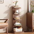 WoodsWhisper Solid Wood 5-Tier Narrow Bookshelf Small Spaces Open Storage | Solid Wood | Narrow Design | 5 Tier Storage | Anti-Tip | Easy Assembly