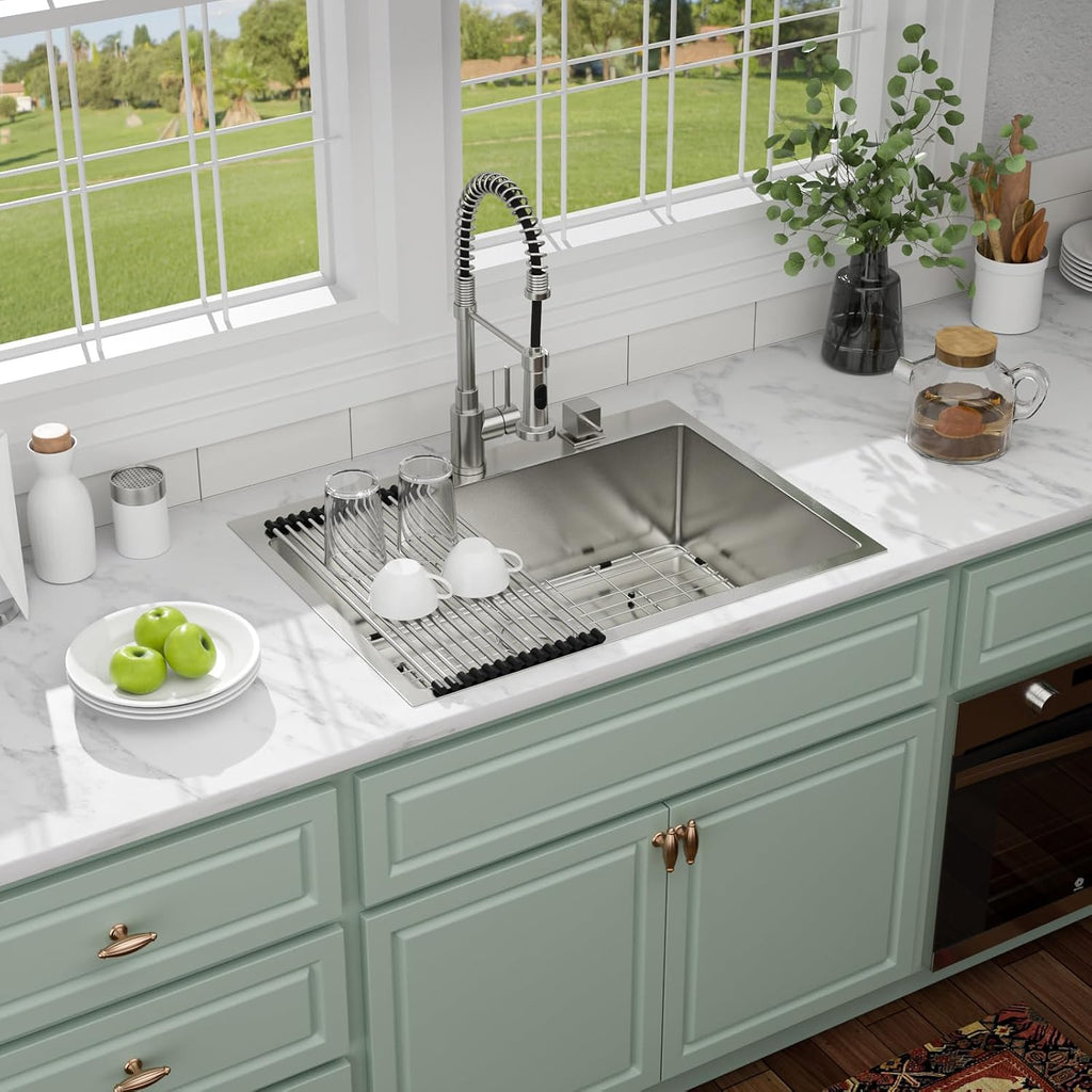 30 Inch Drop In Kitchen Sink, 30'x22'x9' Topmount Stainless Steel Kitchen Sinks With 16 Gauge 304 Single Bowl Sink R10 Round Corner Basin