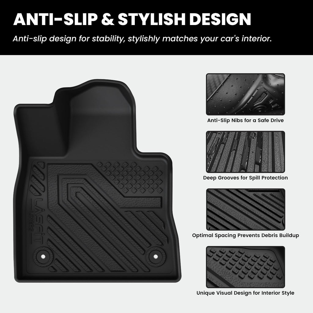 LASFIT Floor Mats & Cargo Liner with Backrest Mat for Ford Explorer 2022-2025 2026 6 Passenger, Custom Fit All Weather Protector TPE Easy Clean Floor Liners, Car Mats for Explorer Accessories, Black