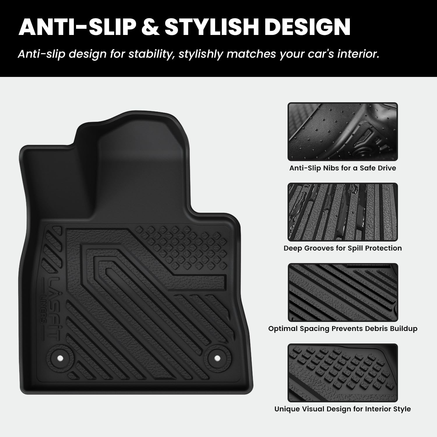 LASFIT Floor Mats & Cargo Liner with Backrest Mat for Ford Explorer 2022-2025 2026 6 Passenger, Custom Fit All Weather Protector TPE Easy Clean Floor Liners, Car Mats for Explorer Accessories, Black