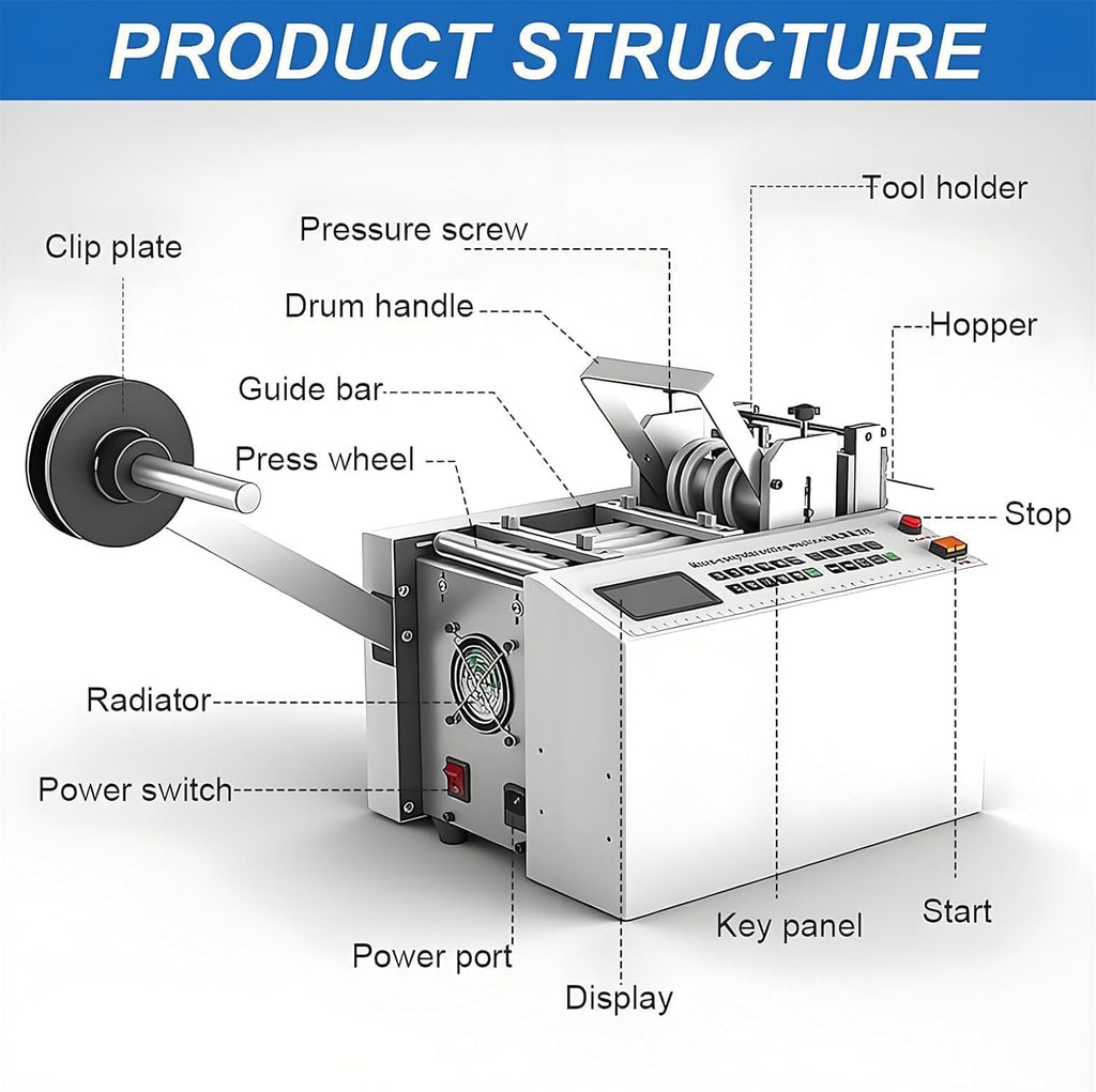 Fully Automatic Heat Shrink Tubing Cutting Machine,1/2' Max Cutting Diameter,300 W Electric Tube Cable Pipe Cutter