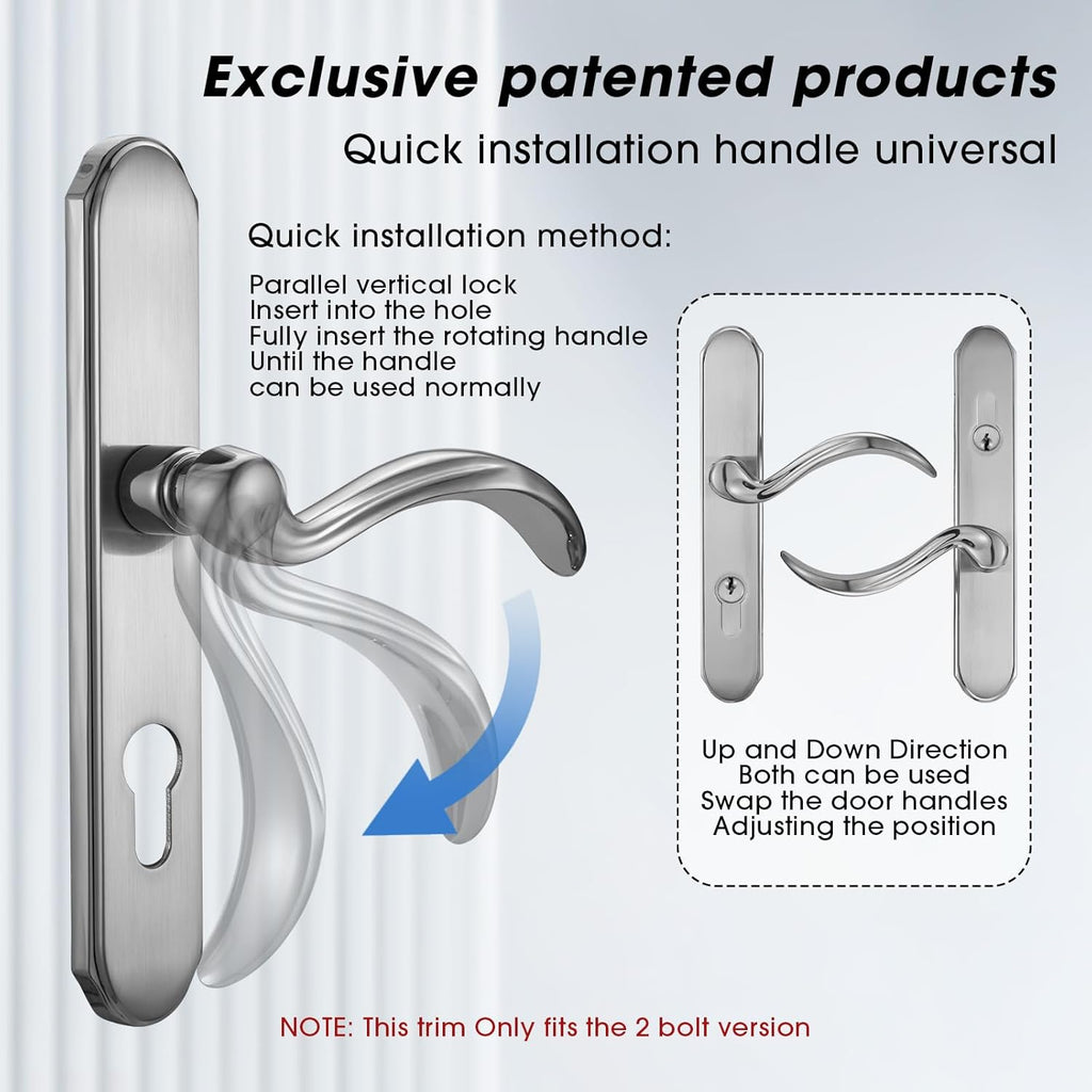 HauSun Storm Door Handle Set Replacement Kit with 2 Point Mortise Lock and Key,Security Door Keyed Lever Handle Fits for Pella or Larson Storm Door (Brushed Nickel)