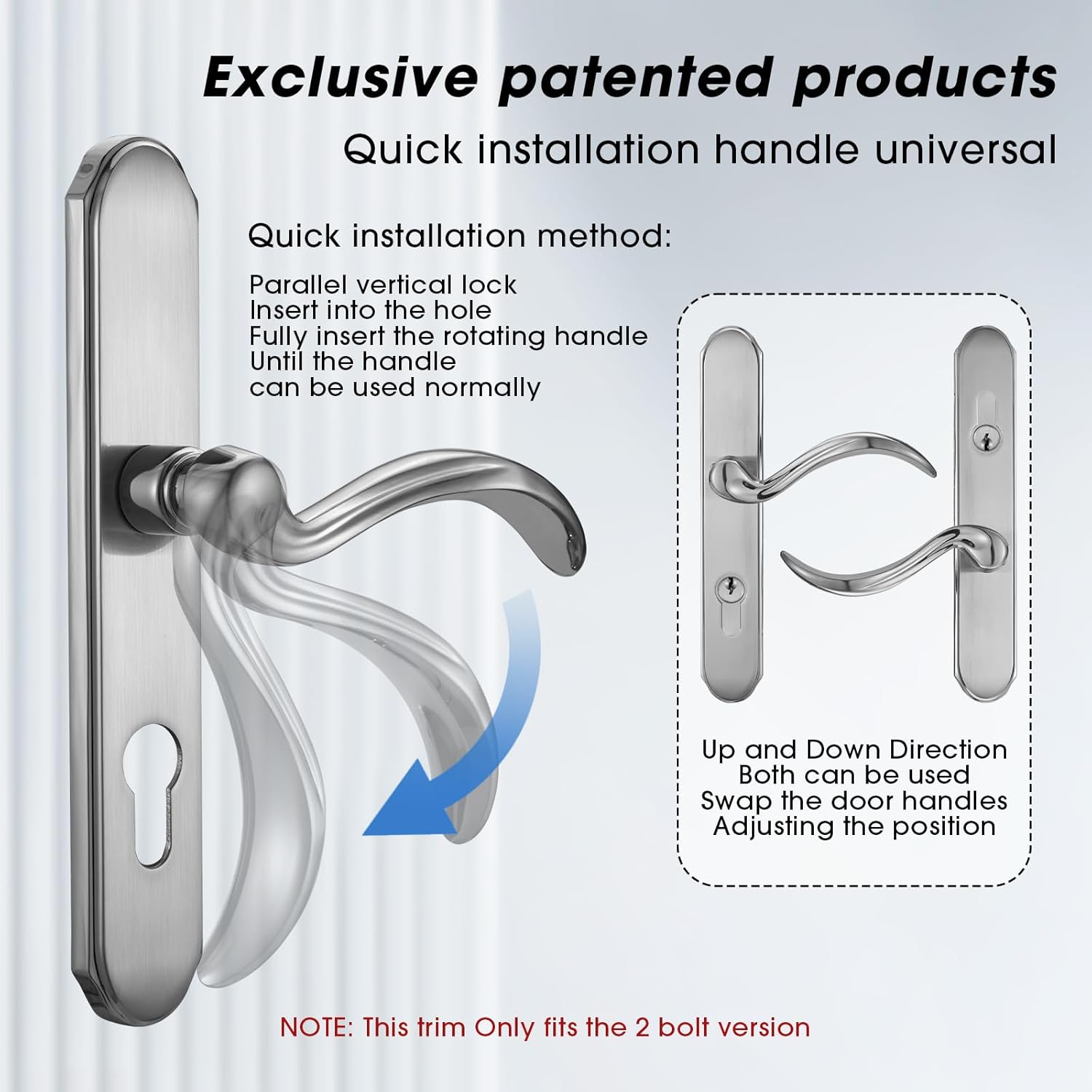 HauSun Storm Door Handle Set Replacement Kit with 2 Point Mortise Lock and Key,Security Door Keyed Lever Handle Fits for Pella or Larson Storm Door (Brushed Nickel)