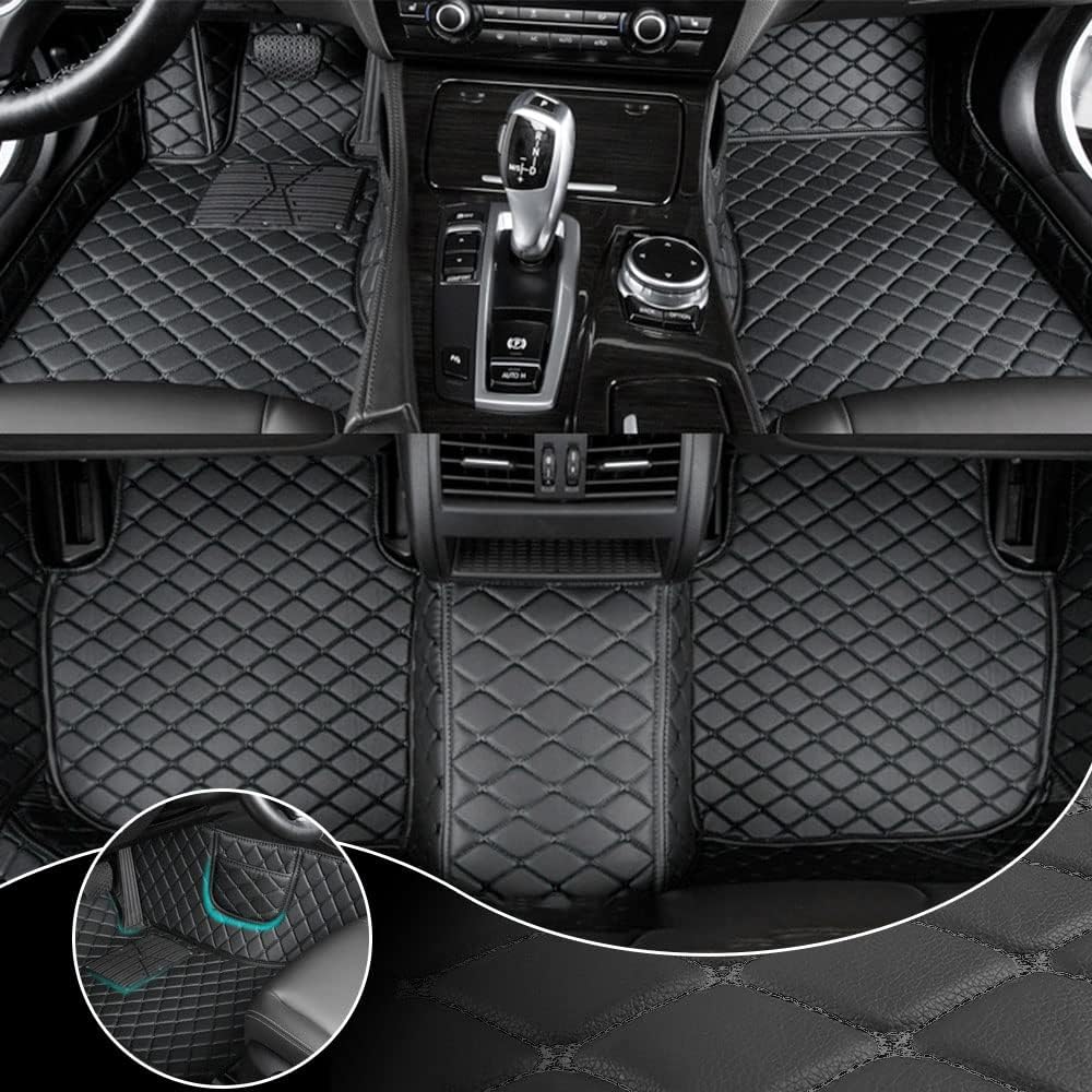 Fit for Infiniti G37 G37X 2008-2013 Custom Car Floor Mats Luxury Leather Waterproof Anti-Slip Full Coverage Front ＆ Rear Floor Liners (Choose: for G37X 2009-2013 / Black)