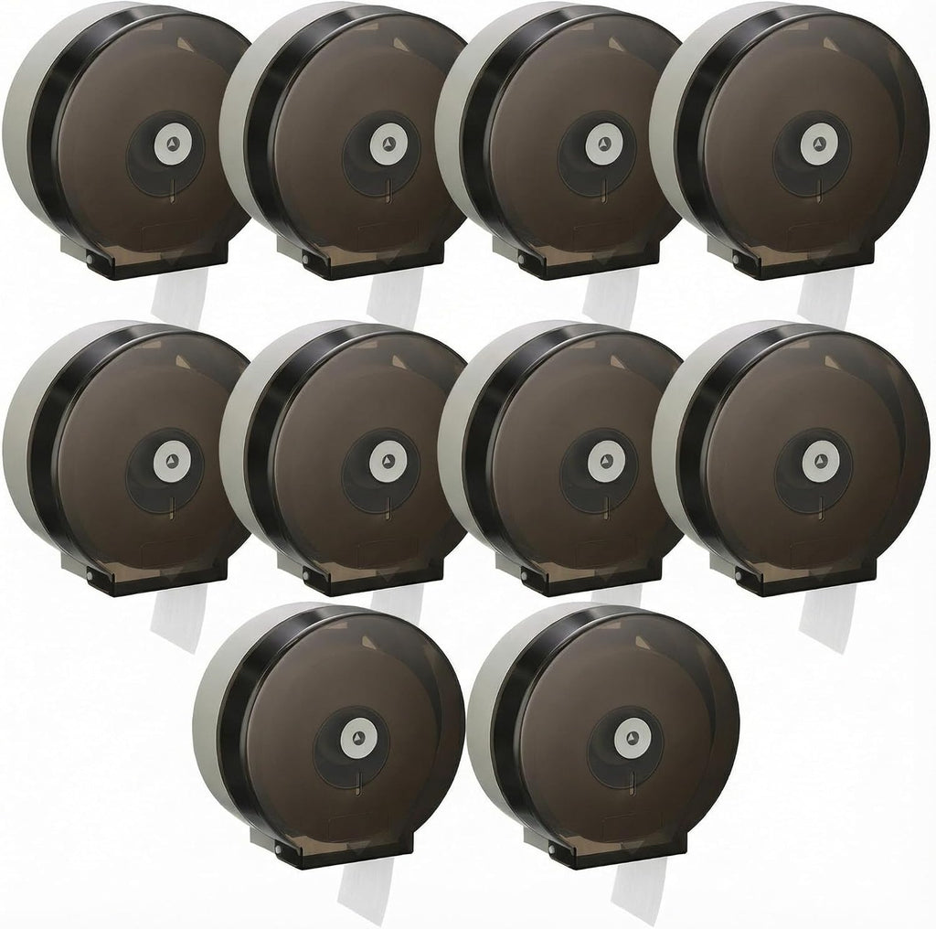 Layhit 10 Pack Toilet Paper Holder Wall Mount, Toilet Paper Towel Dispenser, Commercial 9' Jumbo Plastic Tissue Dispenser with Key Wall Lock for Bathroom, Office, Restaurants