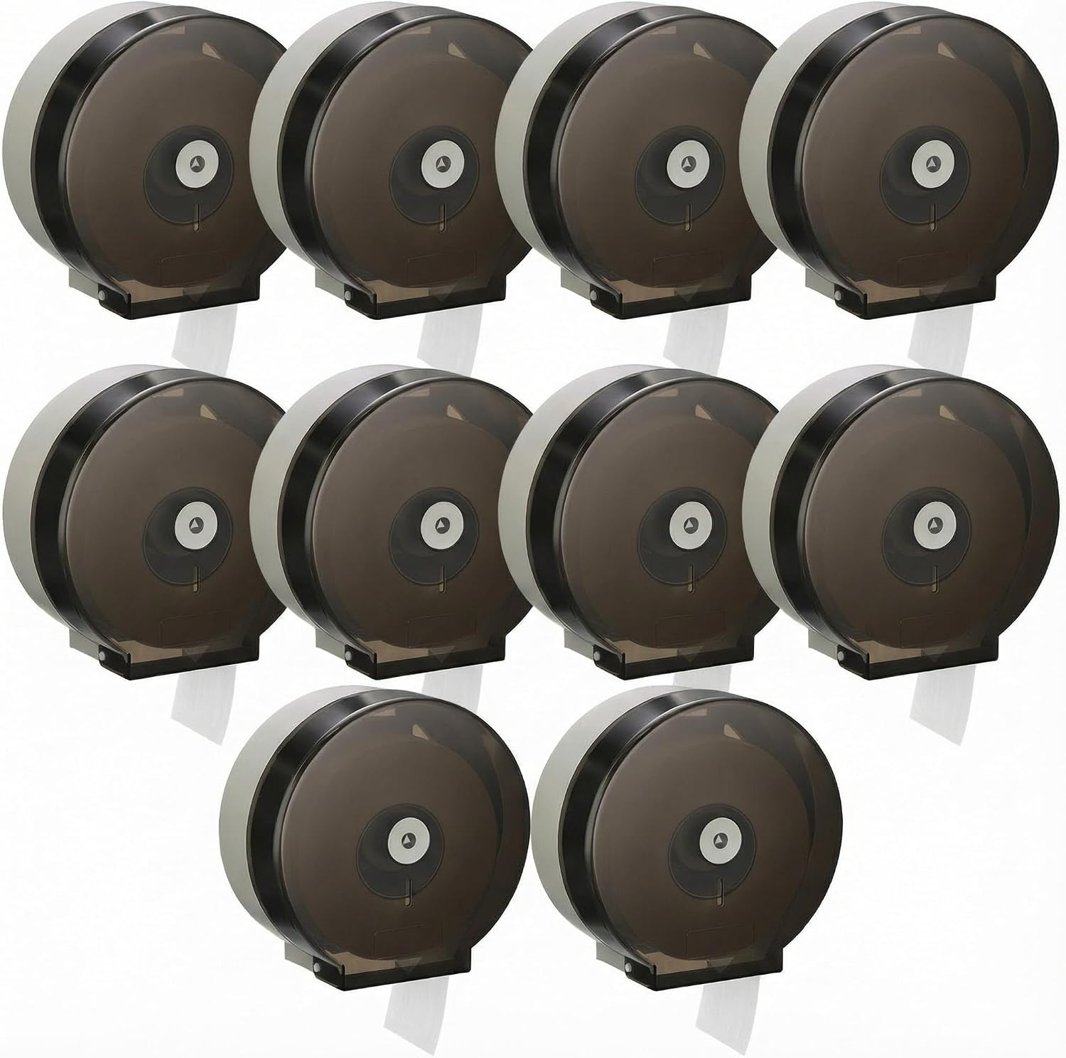 Layhit 10 Pack Toilet Paper Holder Wall Mount, Toilet Paper Towel Dispenser, Commercial 9' Jumbo Plastic Tissue Dispenser with Key Wall Lock for Bathroom, Office, Restaurants