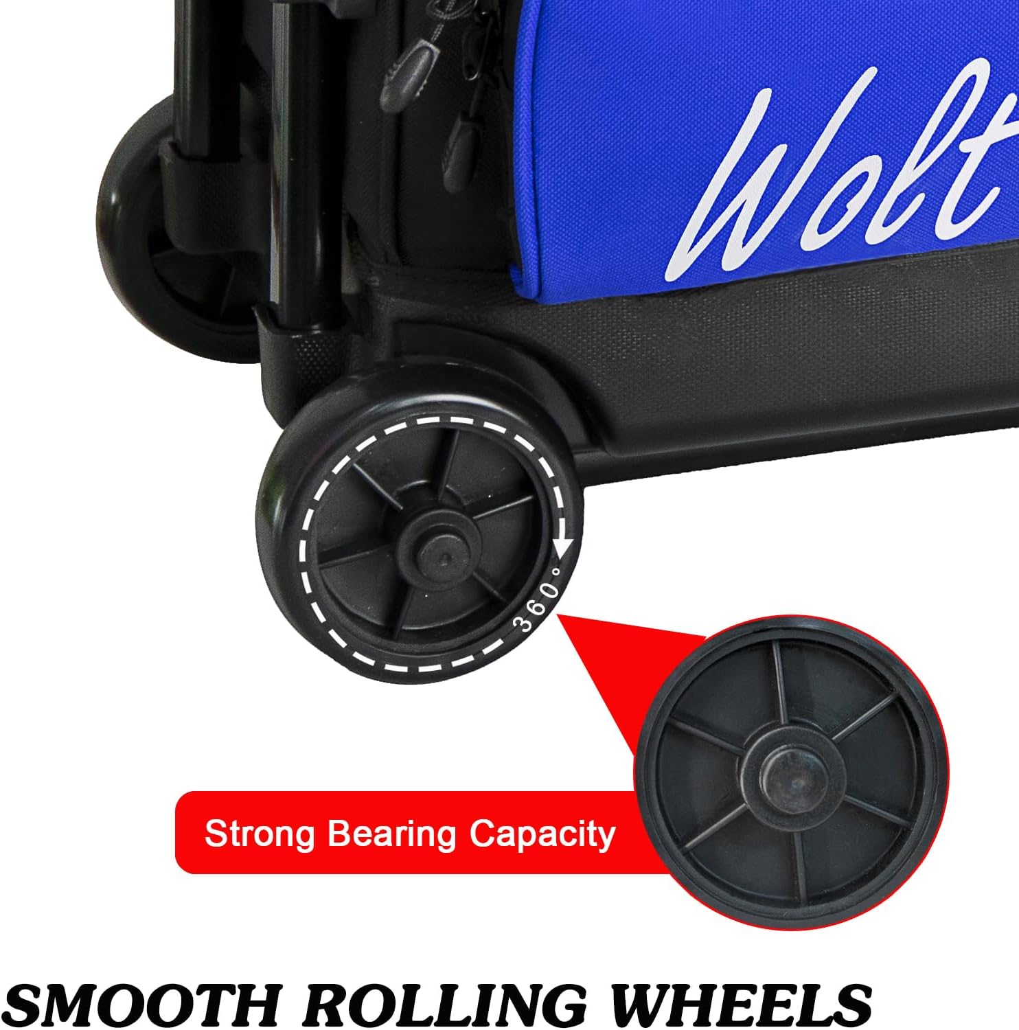 WOLT 3 Ball Bowling Bags with Wheels,Bowling Ball Bag 3 Ball Roller with Separate Shoe Compartment and Accessory Pocket, Retractable Handle Extends to 38''