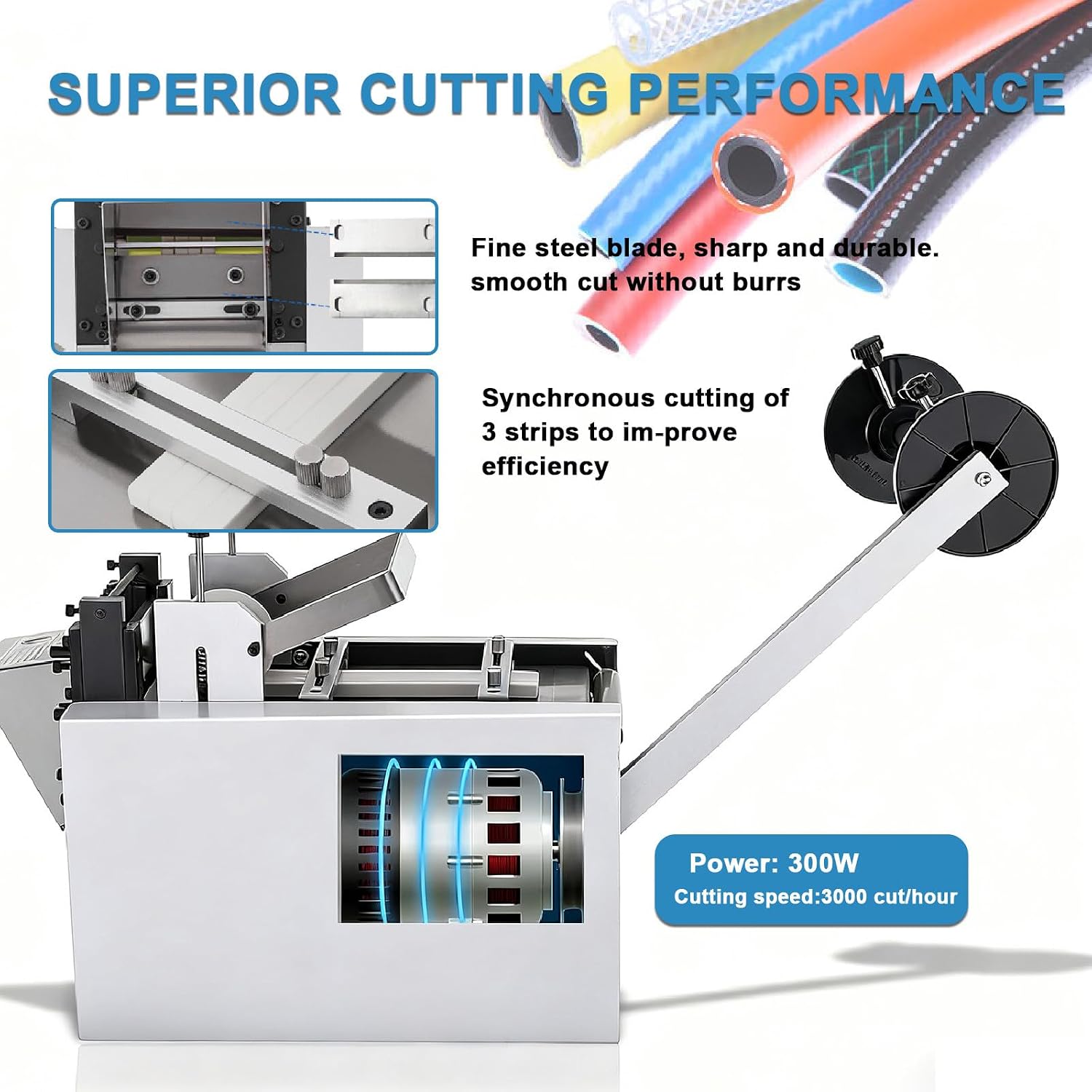 Auto Heat-Shrink Tube Cutter/Heat-Shrink Tube Cutter, 300w Power & 0.1mm Precision | Electric Tube Cable Pipe Cutter, Auto-Stop On Material Shortage, for Sleeve Rubber/Plastic Tube