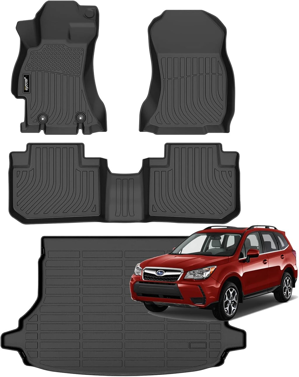 Jenofa-Car Floor Mats for Subaru Forester 2014-2018 All Weather Floor Mats Cargo Liner Waterproof Durable Floor Liners Custom for Forester Accessories Black