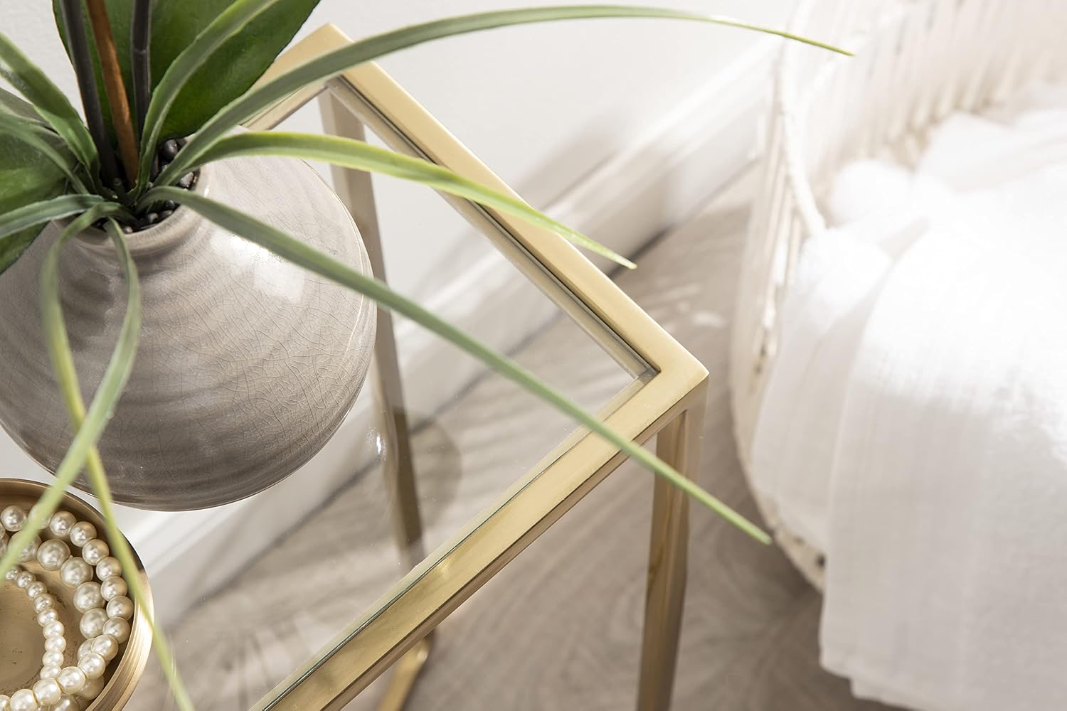 Kate and Laurel Jaspur Modern Slim Side Table, 16 x 8 x 24, Gold, Decorative Glam End Table for Use as Narrow Bedroom Nightstand or Living Room Accent