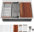 Logmey 30 Inch Drop In Kitchen Sink 30x22x9 All in One Workstation Topmount Sinks Stainless Steel 16 Gauge Single Bowl Overmount Kitchen Sink