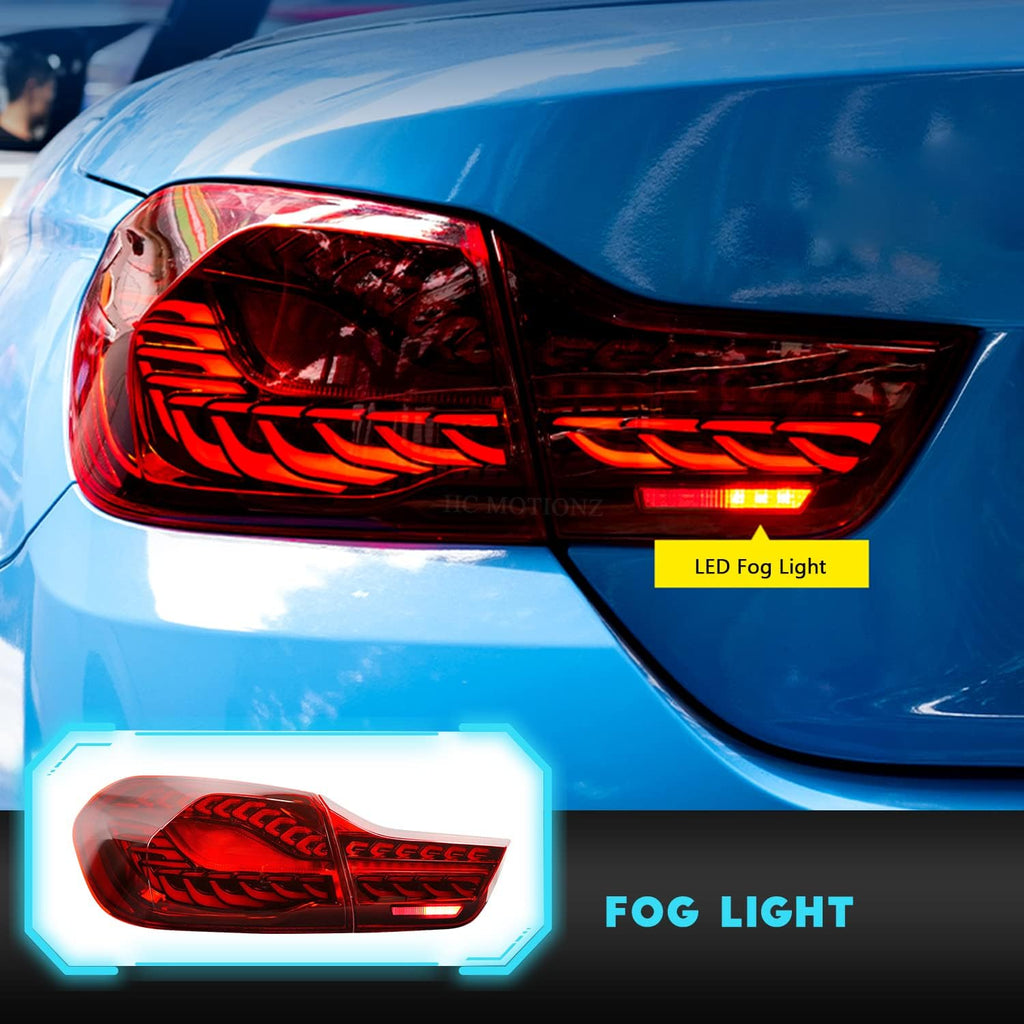 HCmotion LED Tail Lights Assembly For BMW 4 Series M4 F32 F33 F82 F36 F82 F83 Sedan/Convertible/Coupe 2014-2020,LED Rear Lamps With Start-up Animation & Sequential Indicator (Red)