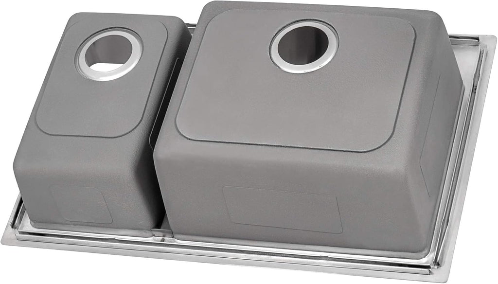 Ruvati 33 x 22 inch Drop-in Topmount Kitchen Sink 16 Gauge Stainless Steel 70/30 Double Bowl - RVM5173