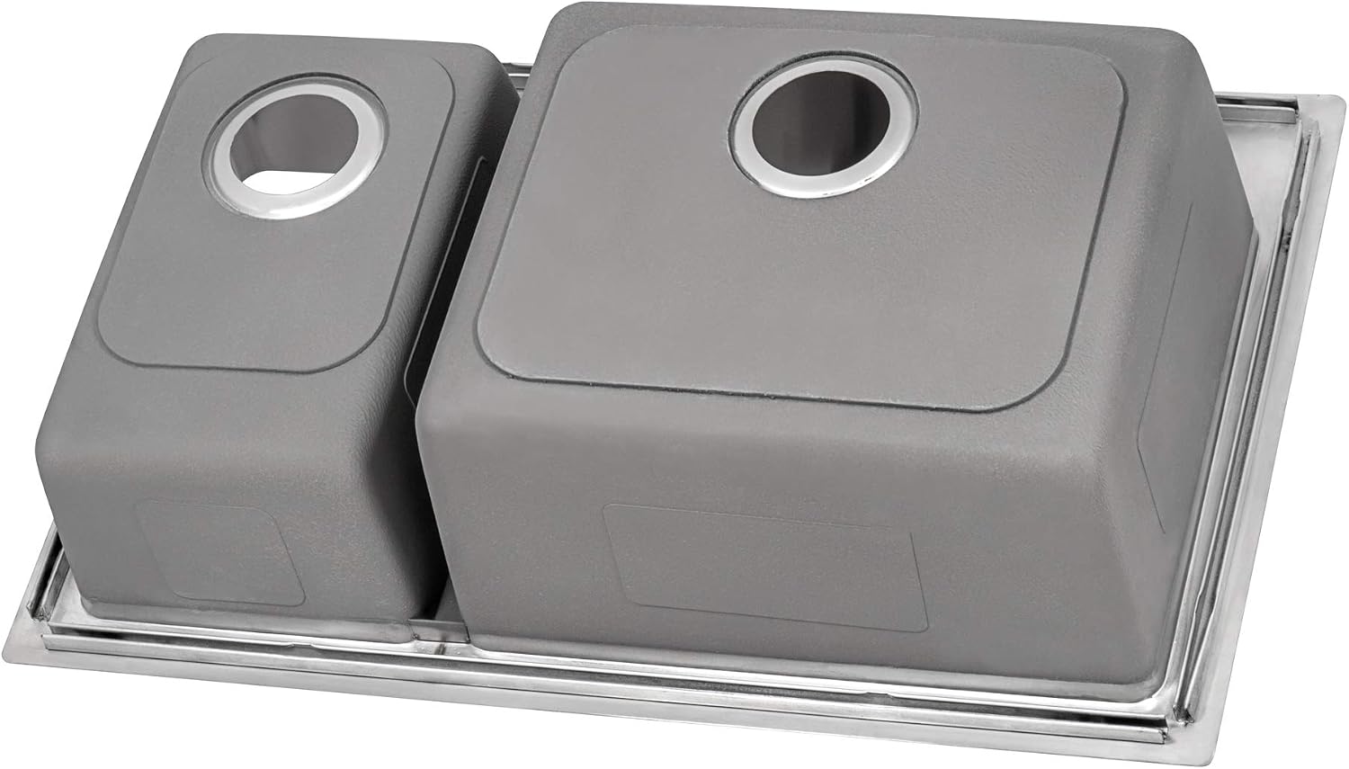Ruvati 33 x 22 inch Drop-in Topmount Kitchen Sink 16 Gauge Stainless Steel 70/30 Double Bowl - RVM5173