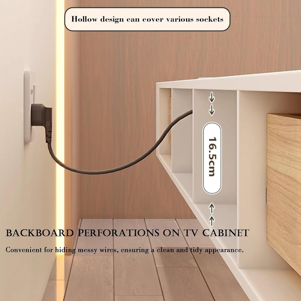 60 inch Floating TV Stand Wall Mounted TV Cabinet Floating Shelves with Door Entertainment Media Console Solid Wood Modern Living Room Round Corner TV Stand (White, 160CM)