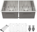33 Undermount Double Bowl Kitchen Sink - Beslend 33x19x10 Inch Double Sink Stainless Steel Undermount Sinks 16 Gauge 50/50 Double Bowl Sinks