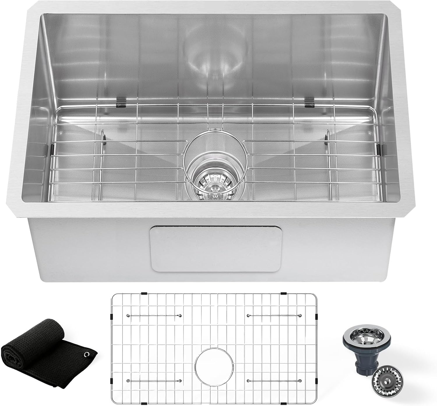 Undermount Kitchen Sink 28 x 19',3D Embossed Surface-18 Gauge 10' Deep Stainless Steel Single Bowl with Accessories