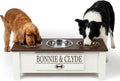 GTW Elevated 3 Bowl Dog Feeding Station - Customized Triple Stand for Medium Size Dog Breeds - Includes Storage & Stainless Steel Bowls (Medium, Brown)