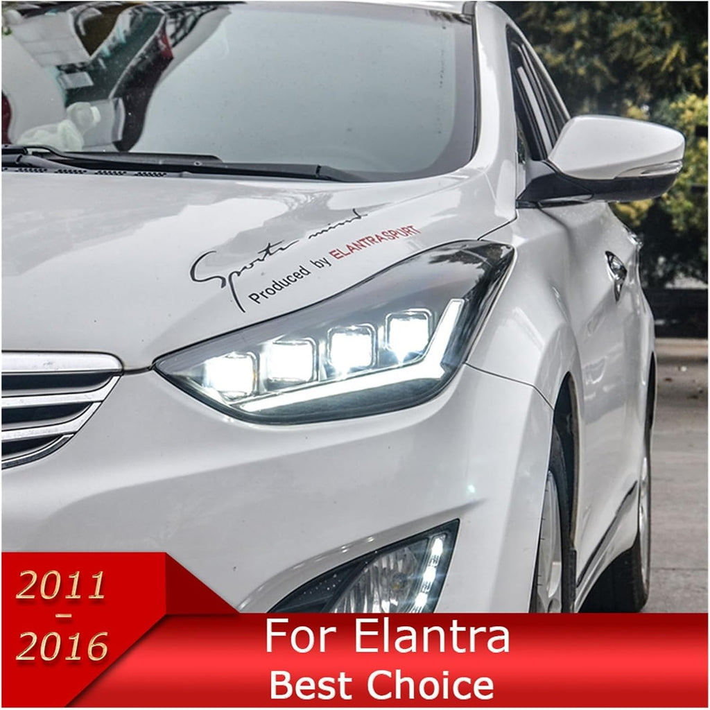 Car Lights Compatible With Elantra 2012-2016 LED Auto Headlights Assembly Century Version Projector 4 Lens Frontlight Accessories Upgrade
