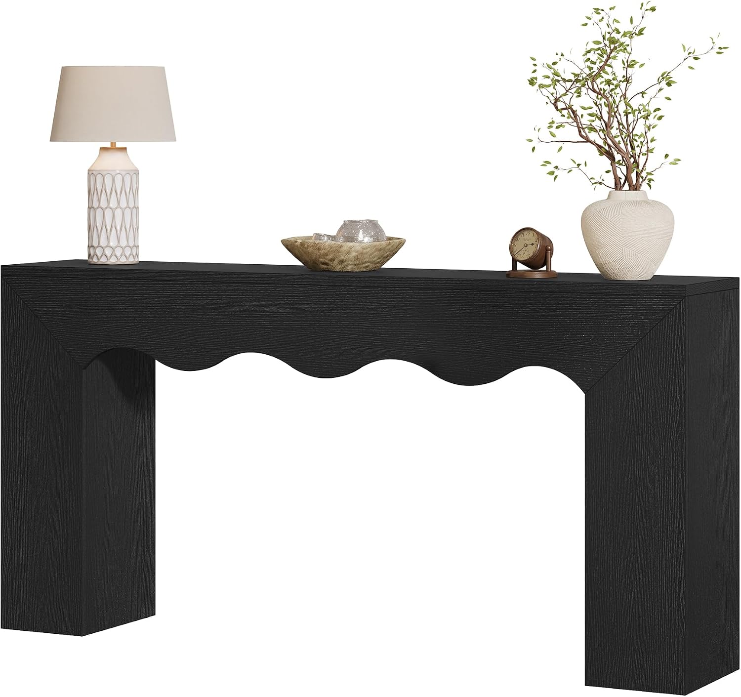 Tribesigns 63' Farmhouse Console Table, Wooden Couch Table Behind Sofa with Storage, Long Entryway Sofa Station, Narrow Console Stand with Base, Hallway Stand for Entryway, Living Room (1, Black)