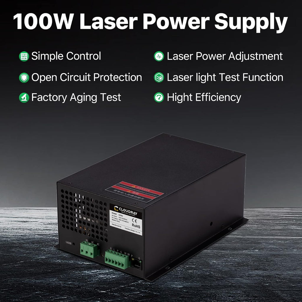 Cloudray CO2 Laser Power Supply 80-100W 220V for CO2 Laser Engraver Cutter M100（Updated MYJG100
