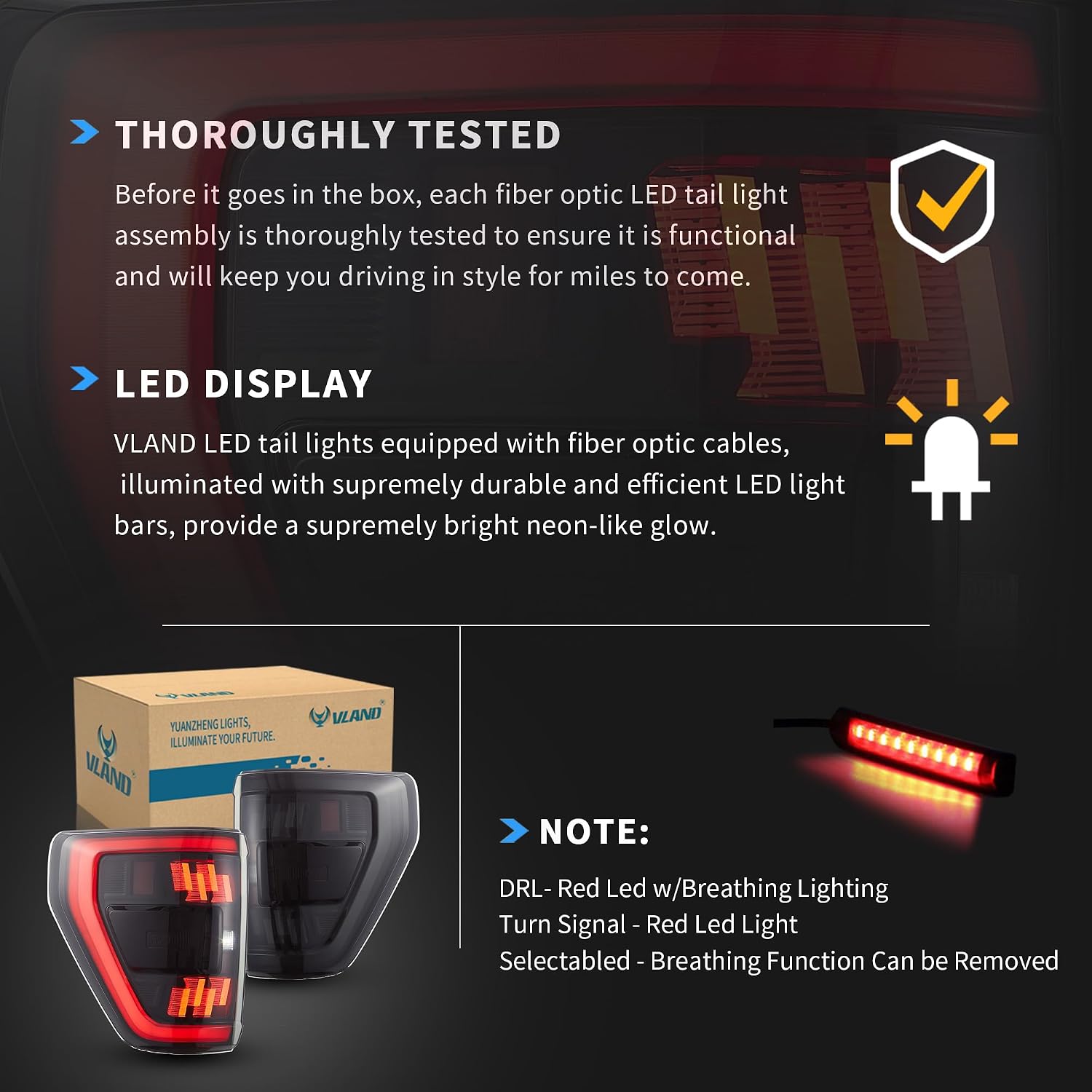 VLAND Led Tail Lights Compatible with 14th Gen Ford F150 2021-2023, Rear Lights w/Dynamic Animation Indicator (Smoke)