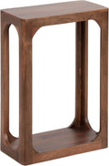 Kate and Laurel Dahl Modern Slatted Wooden Slim Side Table; 16 x 8 x 24; Walnut Brown; Transitional Wood Narrow End Table for Use as Living Room Plant Stand or Small Bedroom Nightstand