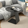 25.5-Inch High C-Shaped End Table with Tempered Glass Top & Black Metal Frame, Modern Space-Saving Sofa Side Table for Living Room, Bedroom, Small Spaces (A)