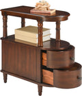 LEEMTORIG Narrow Side Table with Drawers, Vintage Solid Cherry Wood End table Nightstand with Open Shelves, 2-Drawer Slim Chair Side Table for Bedroom Living Room Small Spaces, Cherry Brown BG-A508-CY