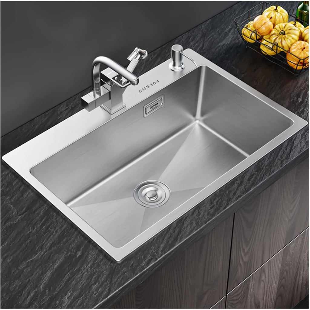 Kitchen Sinks, Multi-Function Bar Prepare Sink with Faucet Kitchen Sink Single Bowl Sink Gray Single Bowl Kitchen Sink (75 * 45Cm