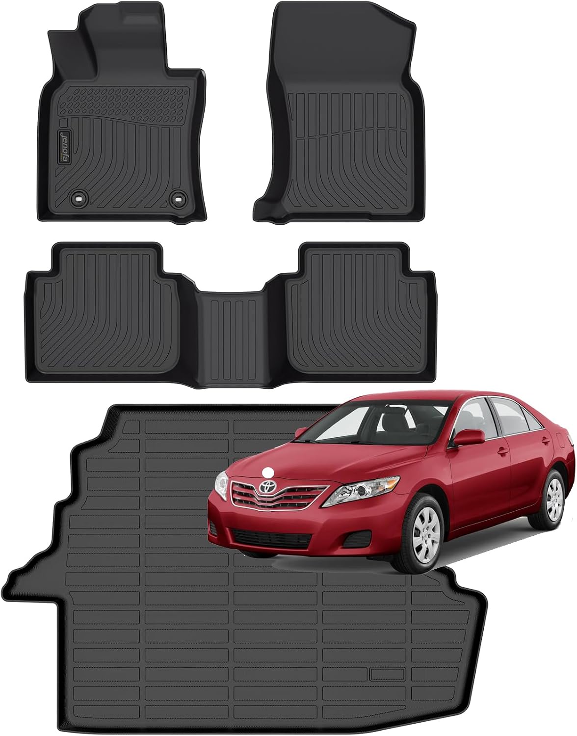 Jenofa-Floor Mats for Toyota Camry 2007-2011 (Fit for CE & LE & SE & XLE) Gas Only All Weather Floor Liner Cargo Mat Full Set Waterproof Durable Car Mat Custom for Camry Automotive Accessories
